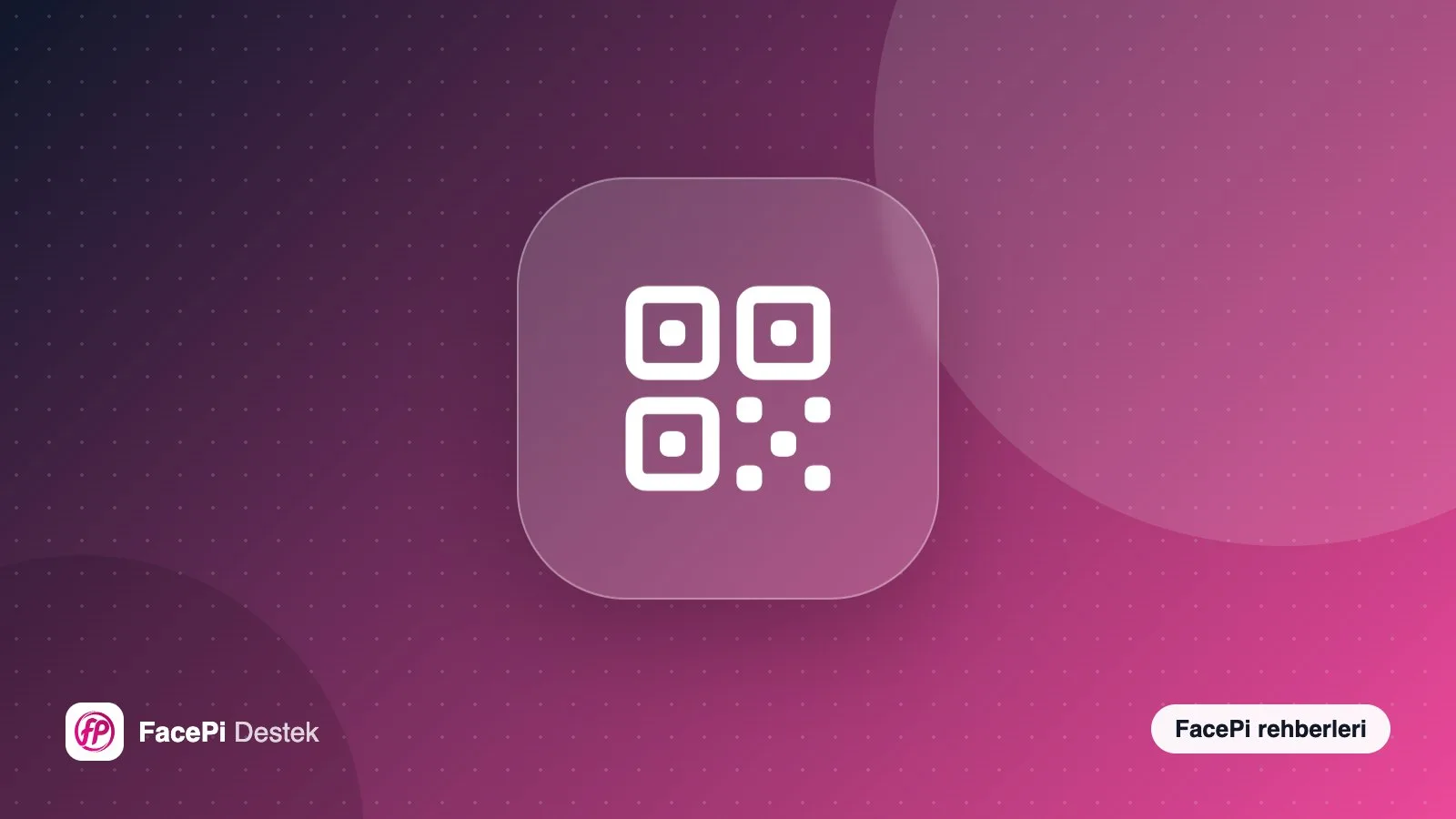 Lacivert-pembe zemin üzerinde QR kod simgesi