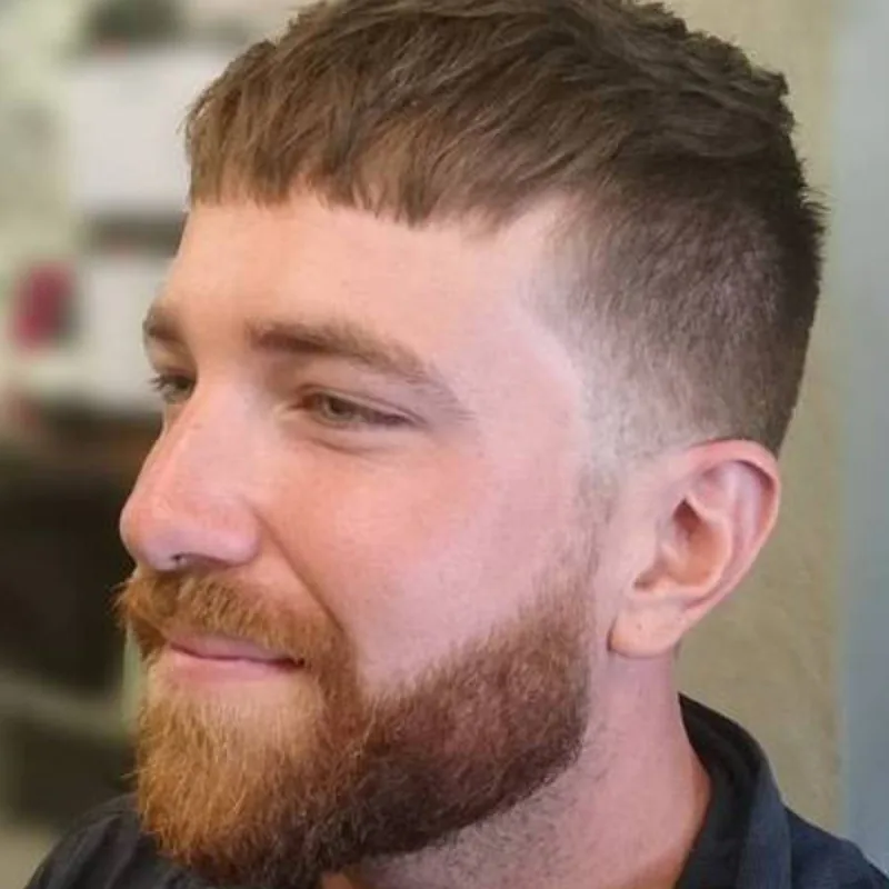 Caesar Cut with Hard Part