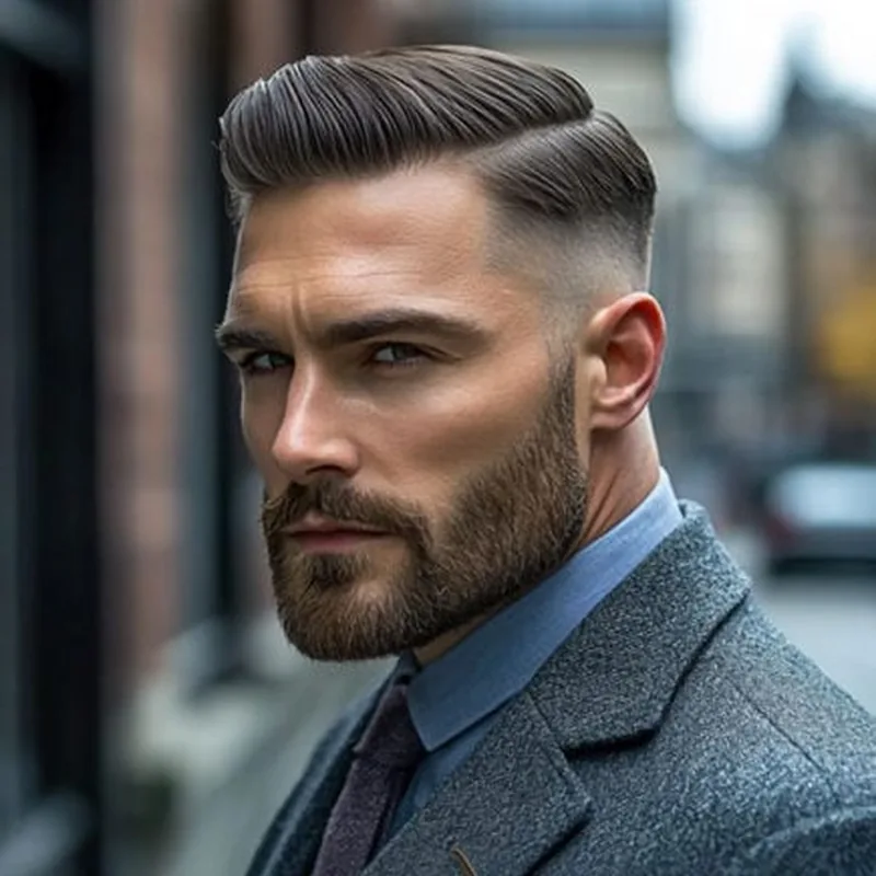 Mid Fade with Side Part