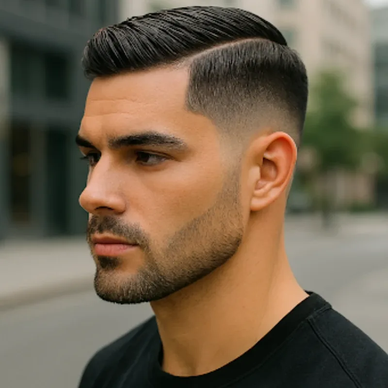 Low Fade with Hard Part